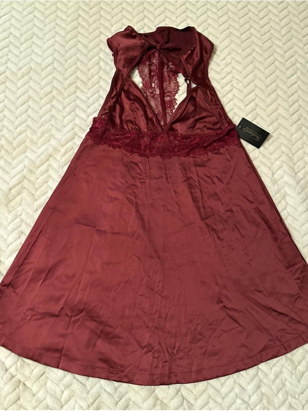 Frederick's of Hollywood Wine Satin Slip Size Large